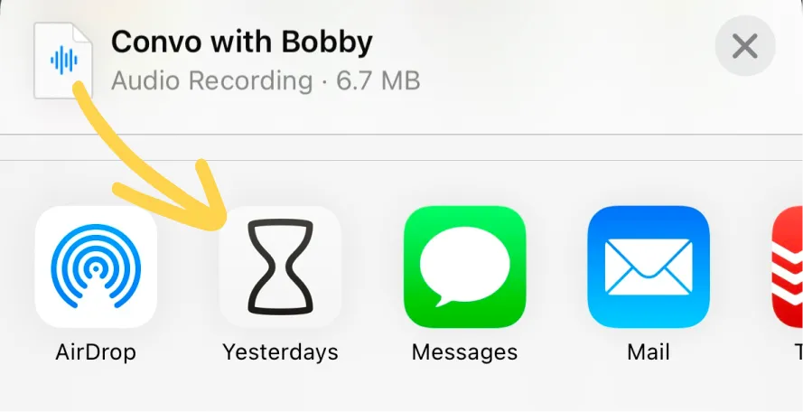Yesterdays sharing UI screenshot